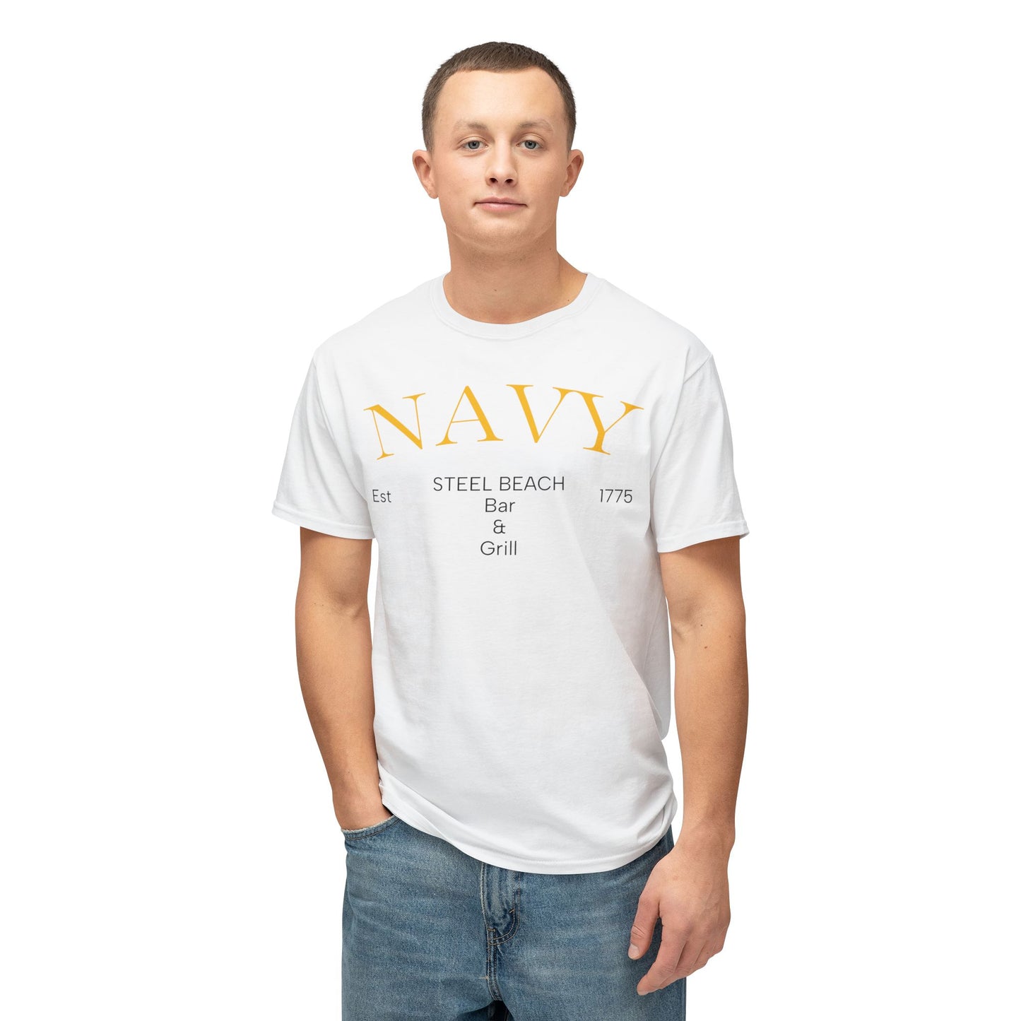 NAVY “Steel Beach Bar & Grill” T-Shirt – Est. 1775 | Liberty Mode: Activated