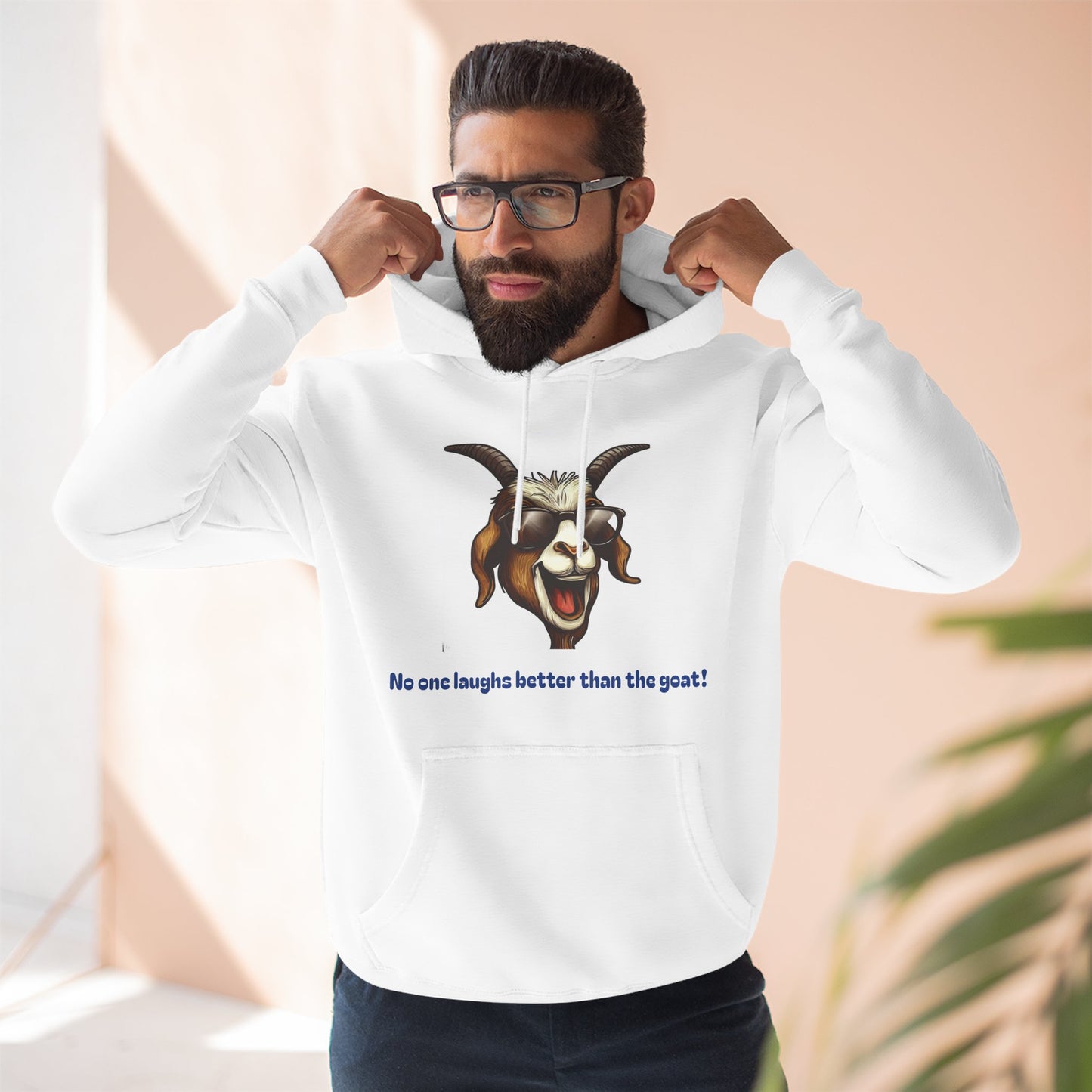 Laughing Goat Three-Panel Fleece Hoodie – Funny Graphic Pullover