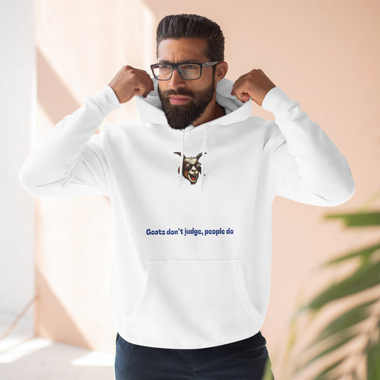 Laughing Goat Three-Panel Fleece Hoodie – Funny Graphic Pullover