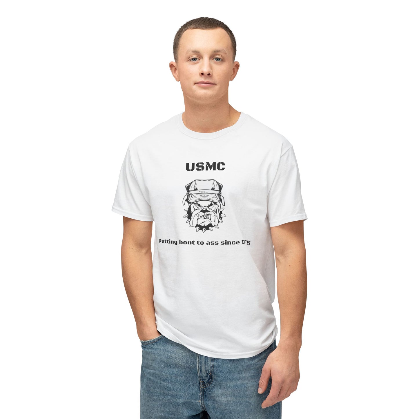 “Putting Boot to Ass Since 1775” – USMC Bulldog T-Shirt | Marine Corps Humor Tee