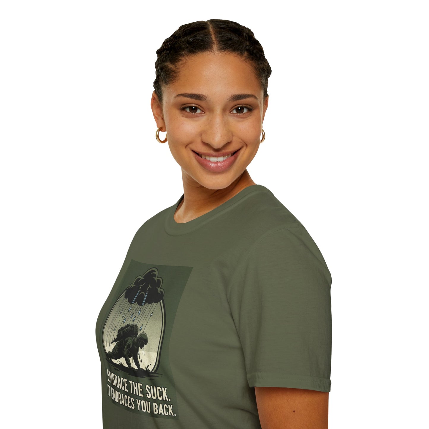 “Embrace the Suck” Tee – Unisex Softstyle Military Humor Shirt