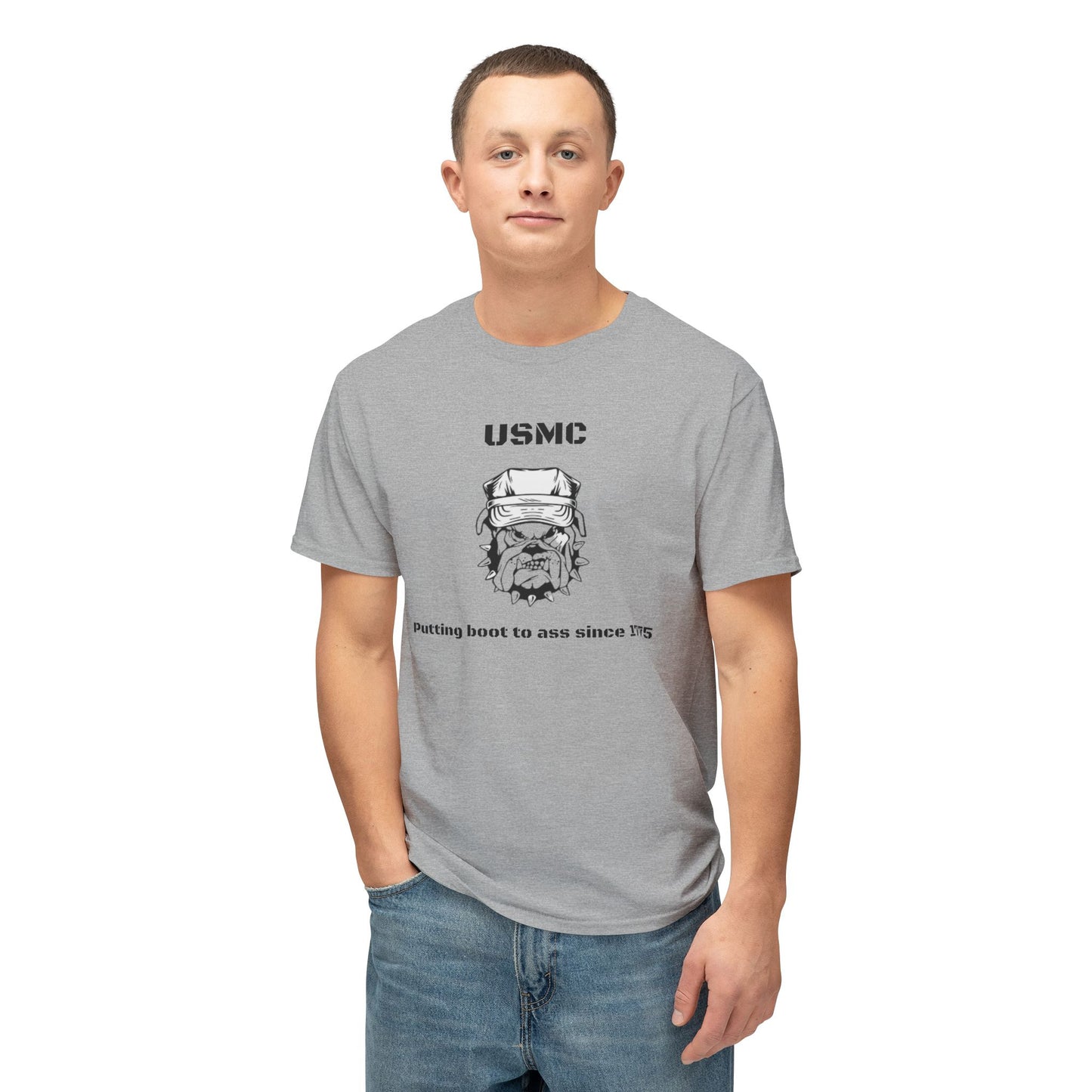 “Putting Boot to Ass Since 1775” – USMC Bulldog T-Shirt | Marine Corps Humor Tee