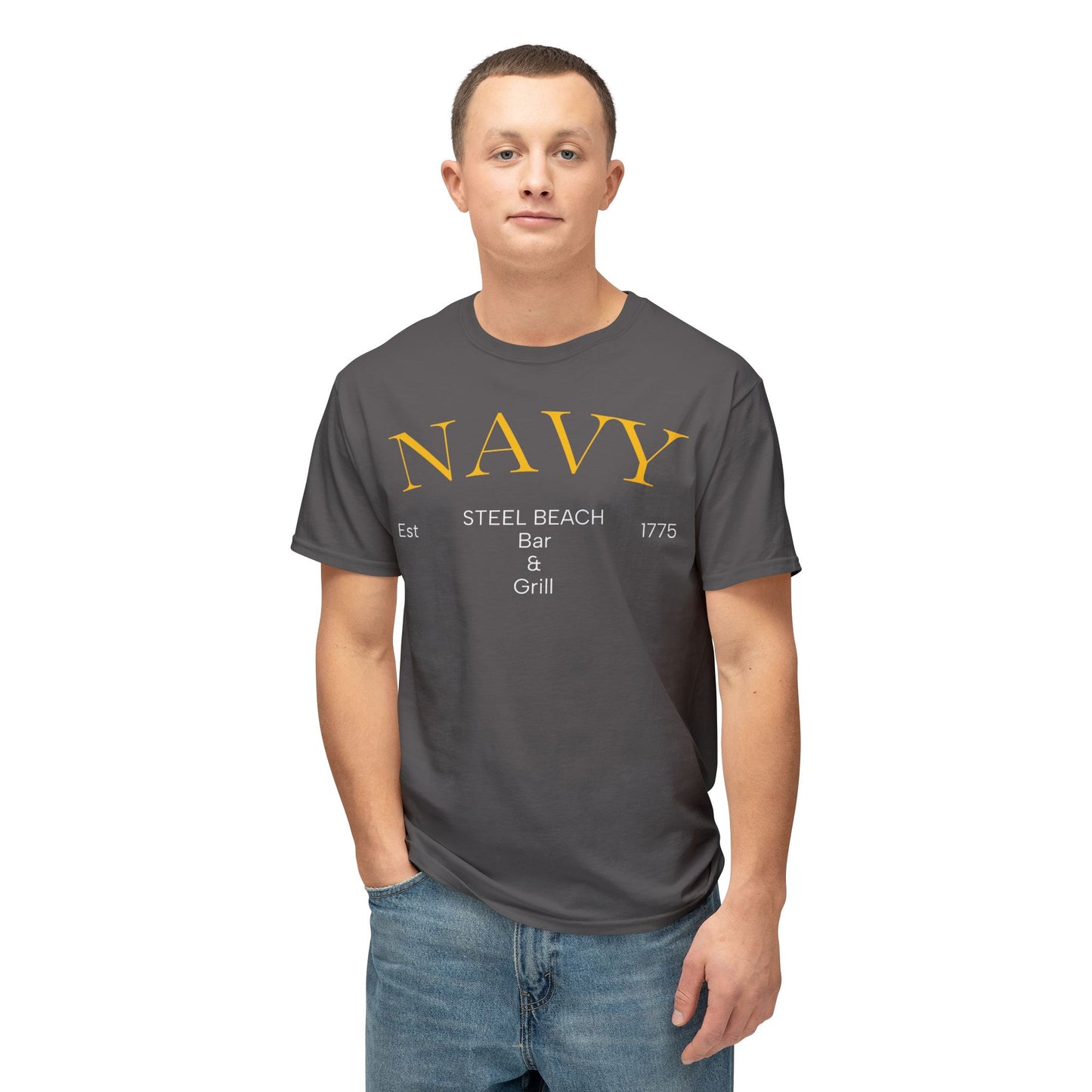 NAVY “Steel Beach Bar & Grill” T-Shirt – Est. 1775 | Liberty Mode: Activated