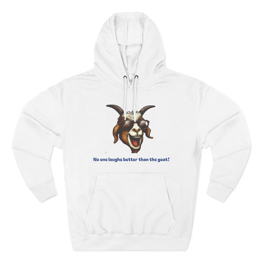 Laughing Goat Three-Panel Fleece Hoodie – Funny Graphic Pullover