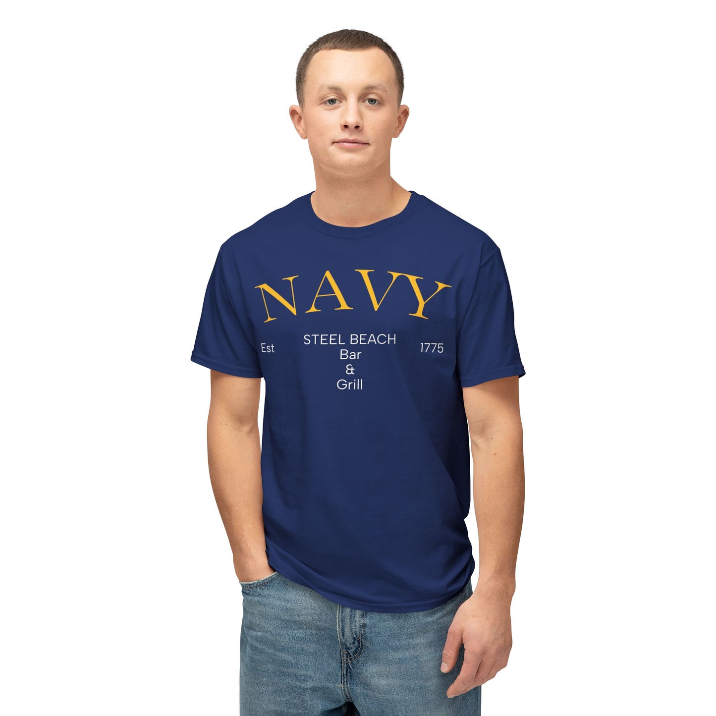 NAVY “Steel Beach Bar & Grill” T-Shirt – Est. 1775 | Liberty Mode: Activated