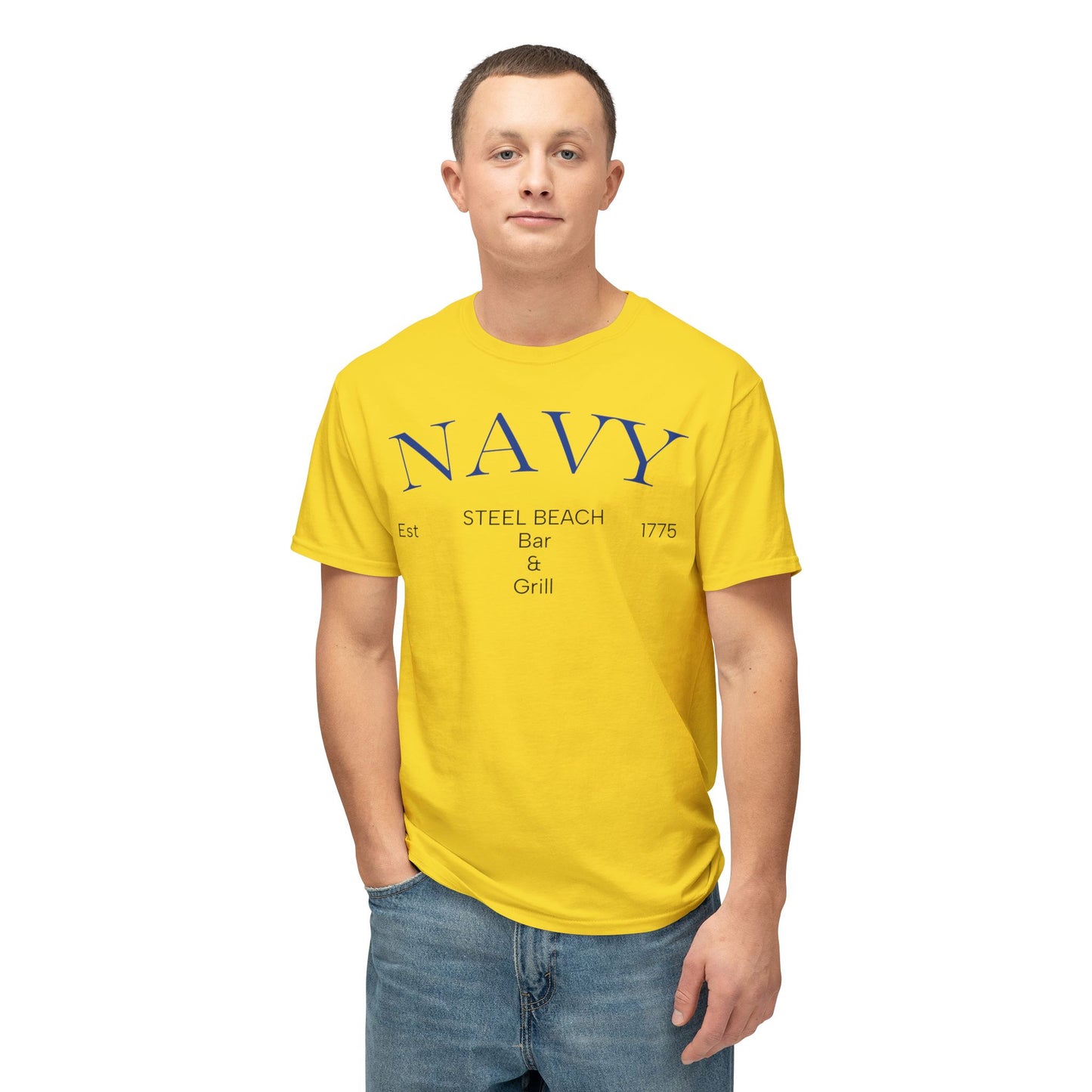 NAVY “Steel Beach Bar & Grill” T-Shirt – Est. 1775 | Liberty Mode: Activated