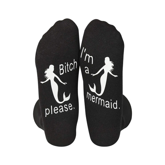"Bitch please, I'm a Mermaid" socks-Left a message at the front—your feet bring the punchline.
